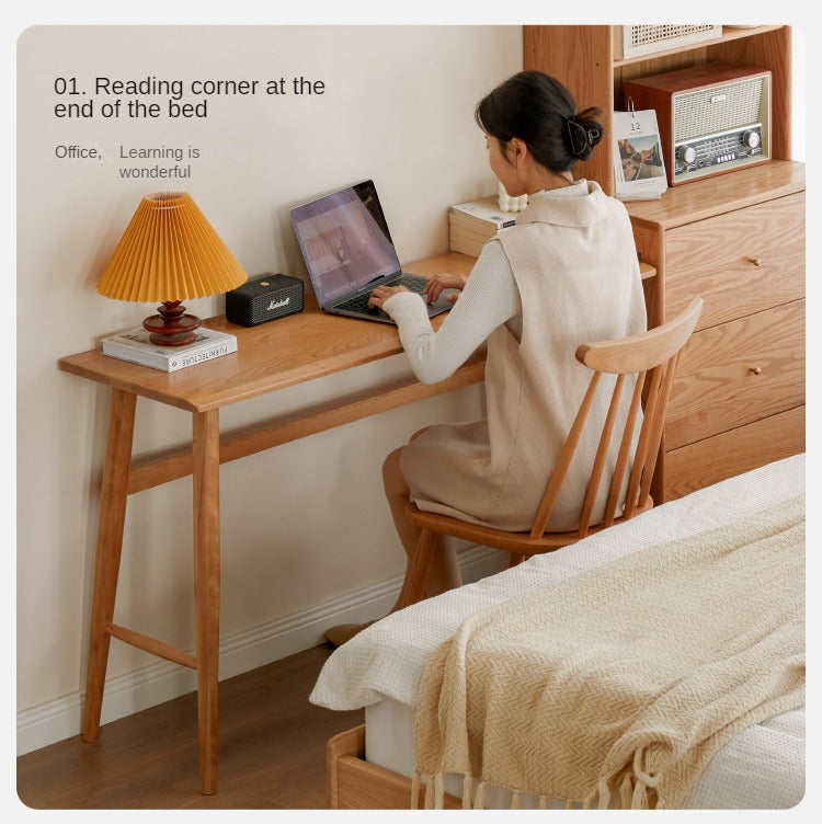Cherry Wood Office Desk Narrow Vintage