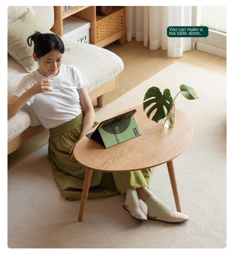 Solid Rubberwood, Oak Solid Wood Small Nordic Side Table