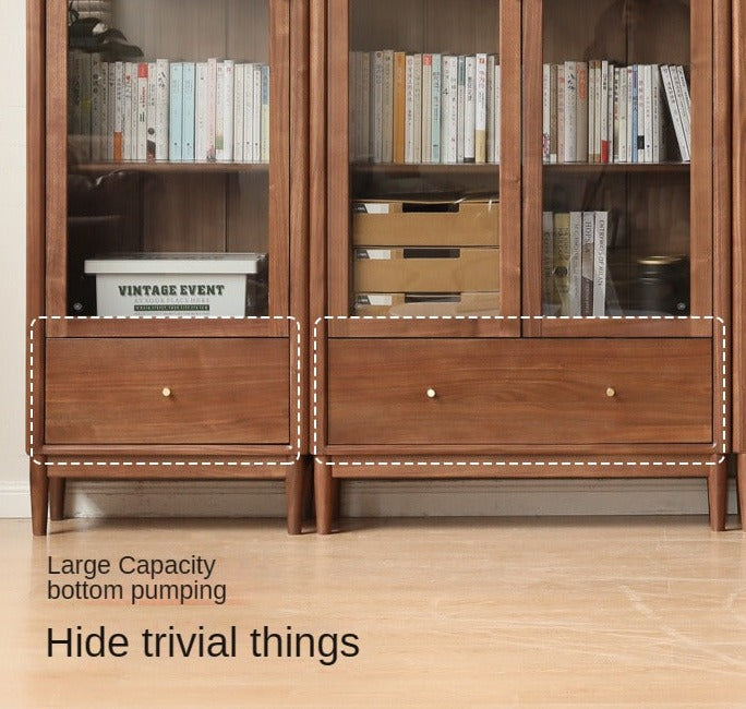 Black Walnut, Oak, Ash Solid Wood Bookcase Whole Wall Free Combination Bookshelf