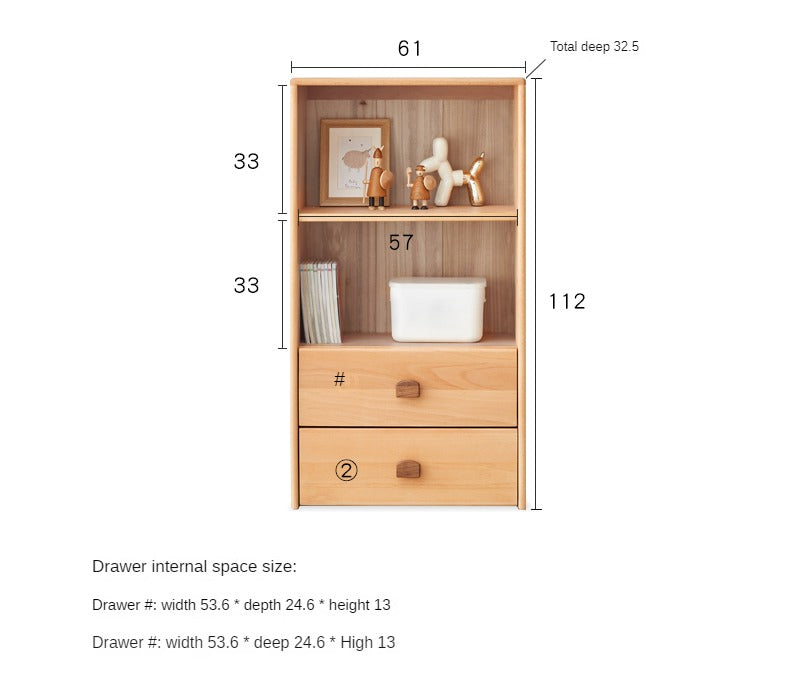 European Beech Solid Wood Storage Bookshelf