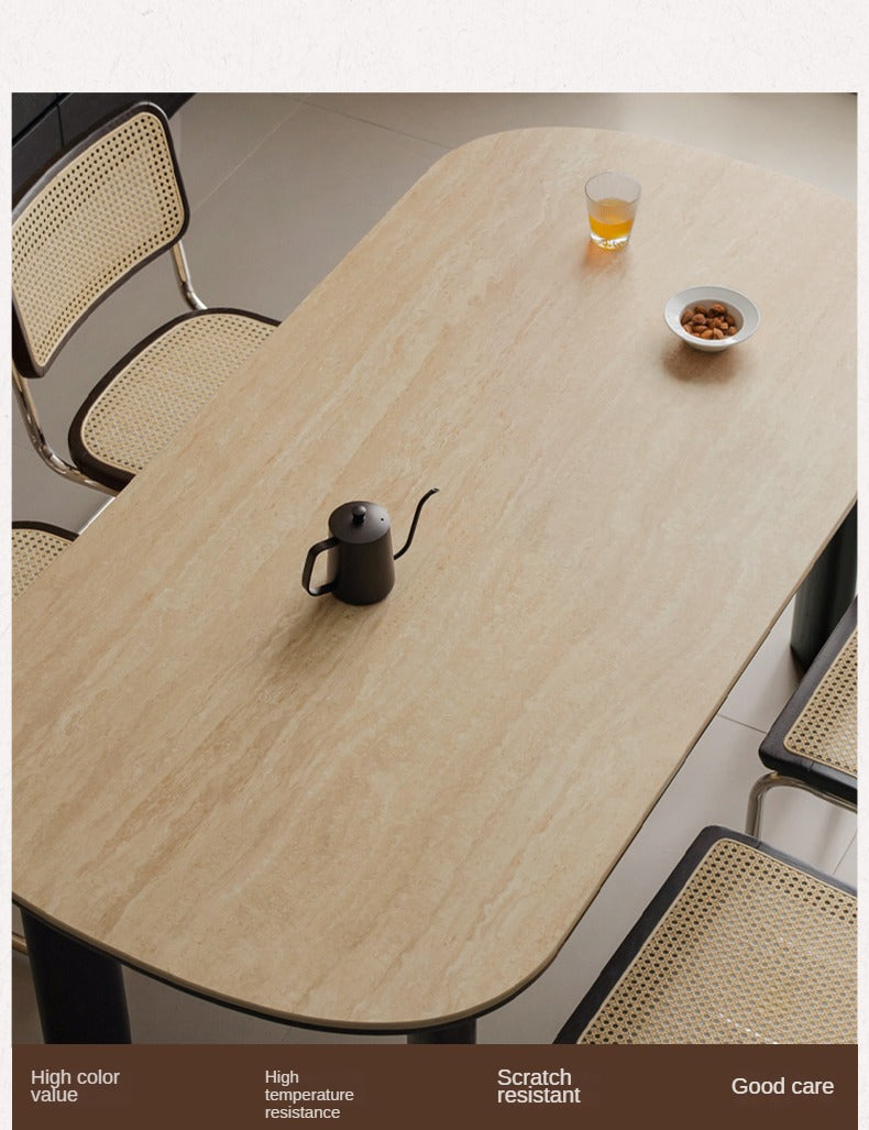 Solid Rubberwood travertine slate Dining Table