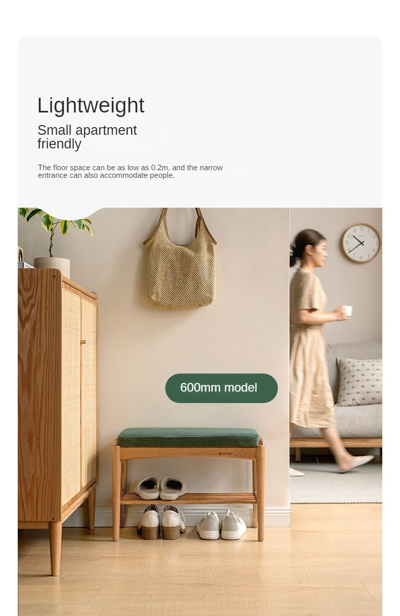 Cherry Solid Wood Shoe Storage Bench