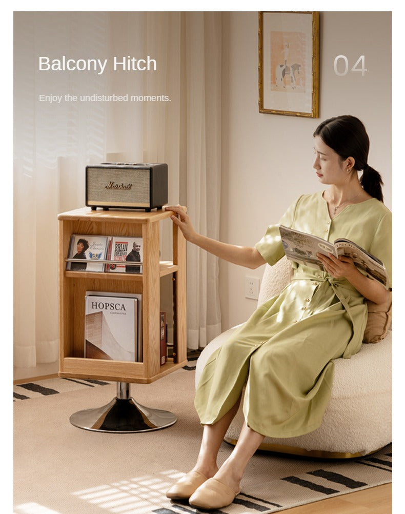 Oak Solid Wood Rotating Side Cabinet.