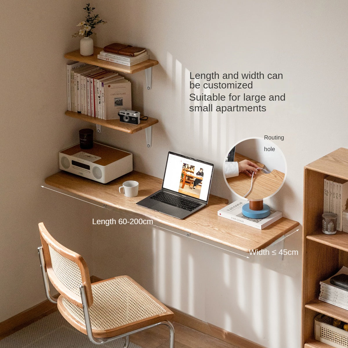 Oak Solid wood wall-mounted Makeup table Writing desk "