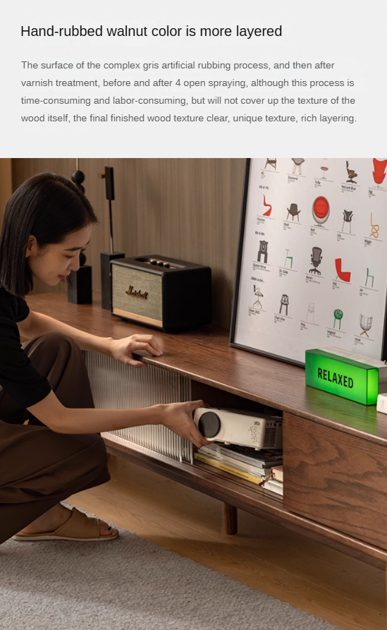 Oak Solid Wood Modern Simple Floor TV Cabinet.