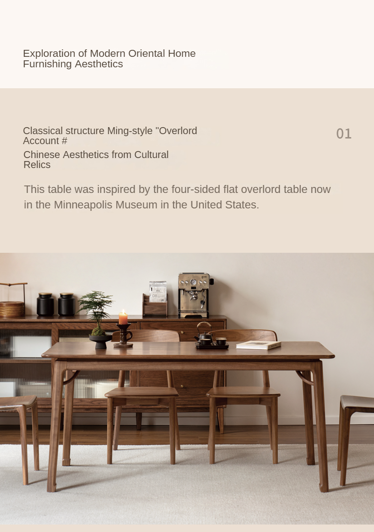 Black Walnut, Ash Solid Wood North American Dining Table