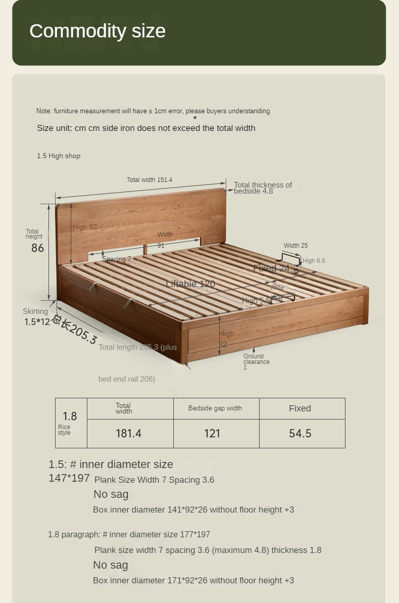 Cherry Solid Wood Box Bed