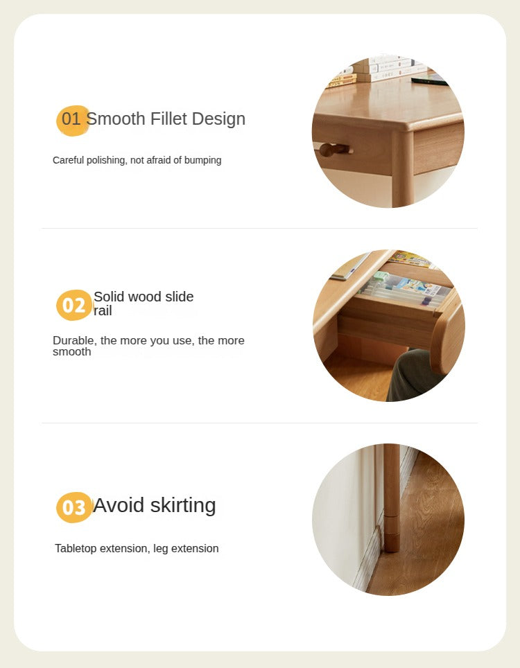 Beech Solid Wood Kids Study Table.