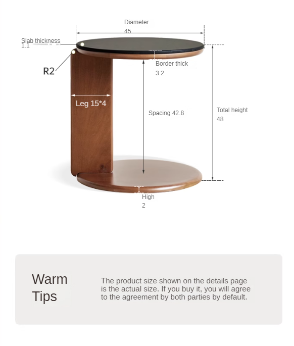 Poplar Solid Wood Rock Board Medieval Round Coffee Table