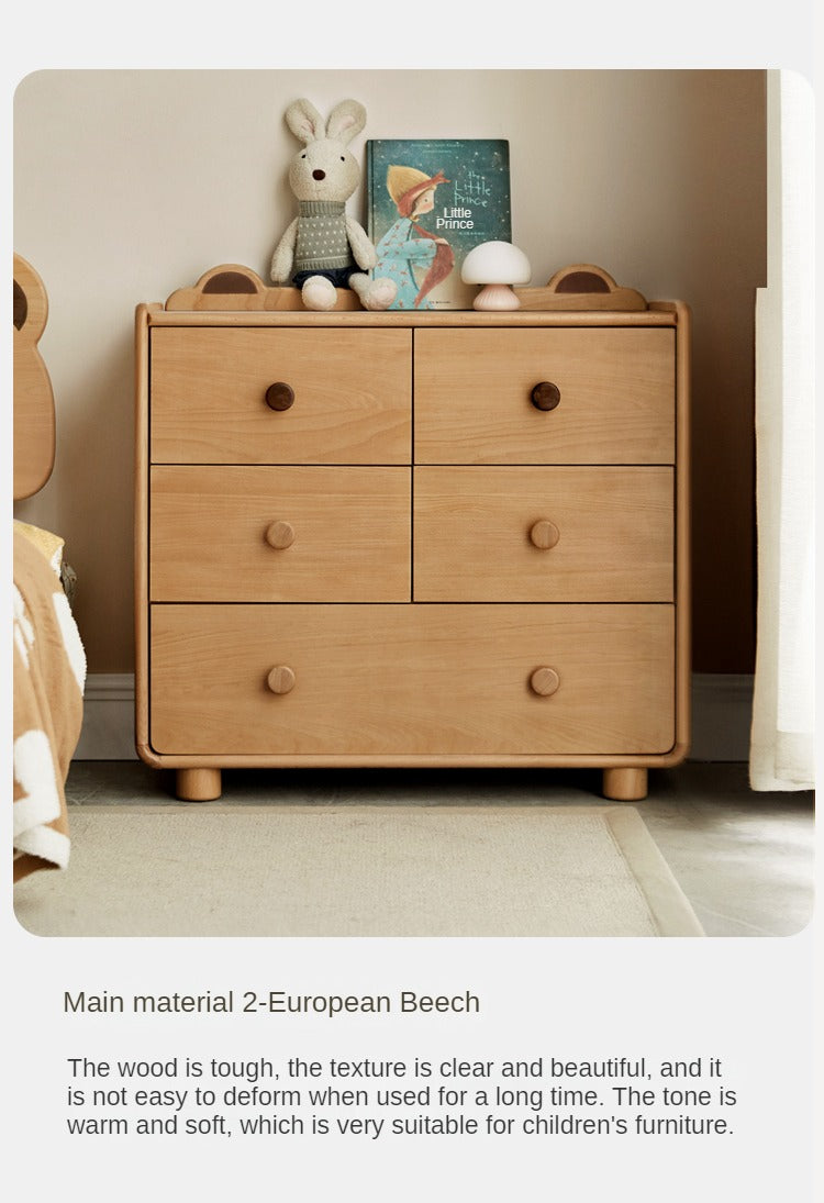 Oak Solid Wood Children's Drawer Cabinet