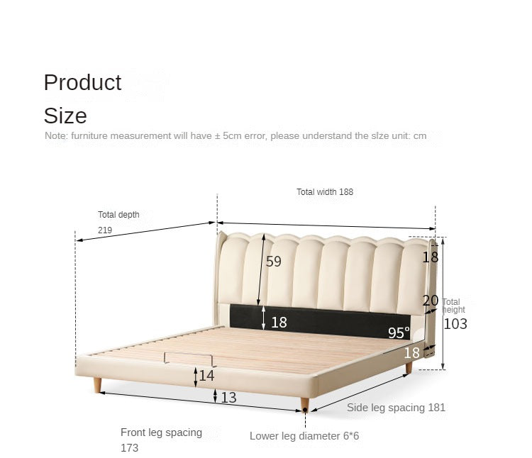 Organic Leather Art Bed Cream Style Modern