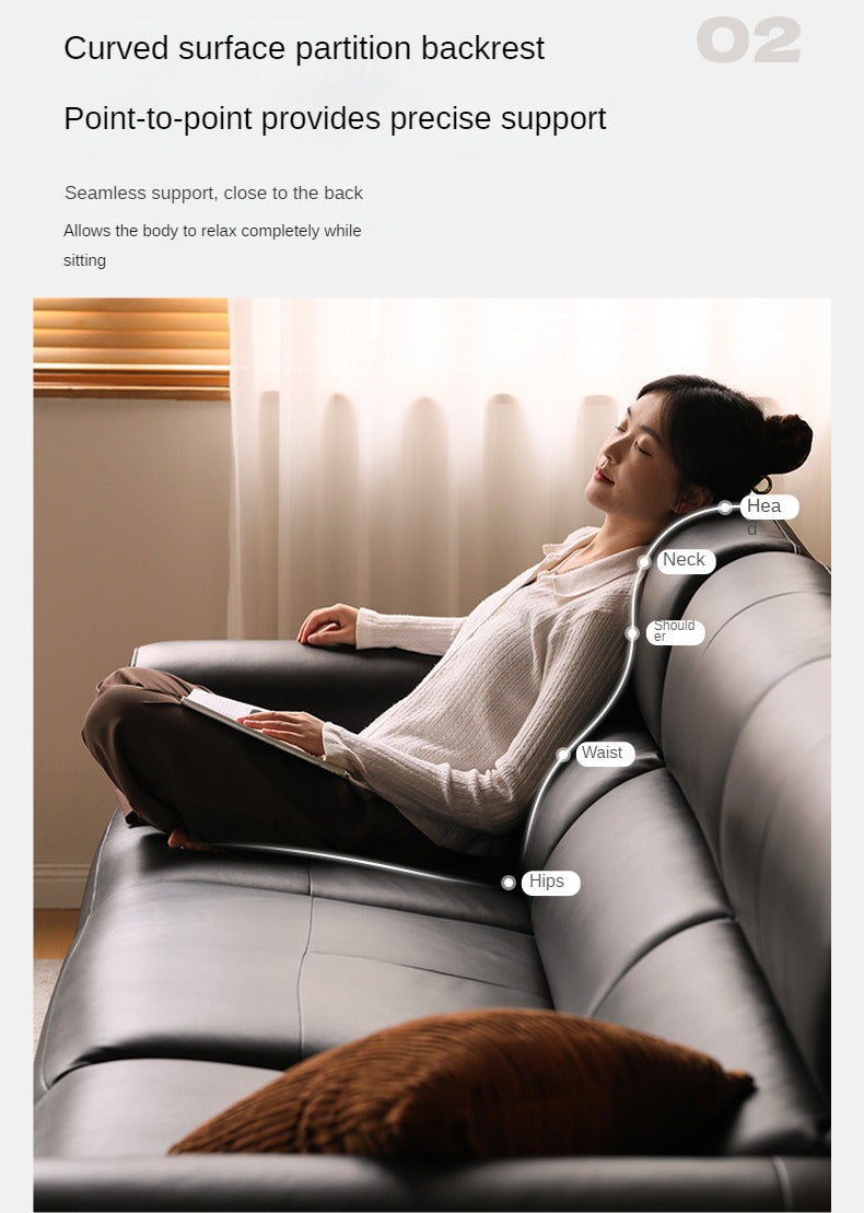 Leather Electric Italian Zero Wall Black Leather Sofa.