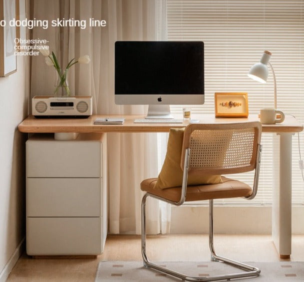 Oak Solid Wood Desk With Lower Cabinet