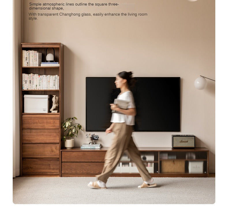 Oak, Solid Rubberwood TV Wall Cabinet.