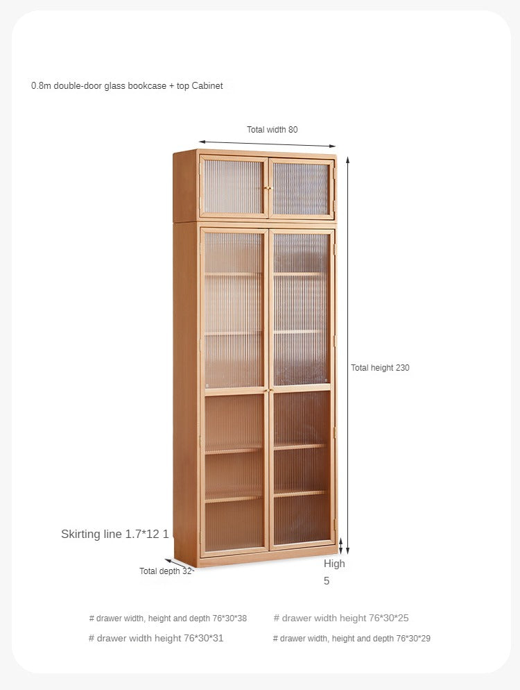 Beech Solid Wood Bookcase Combination Cabinet