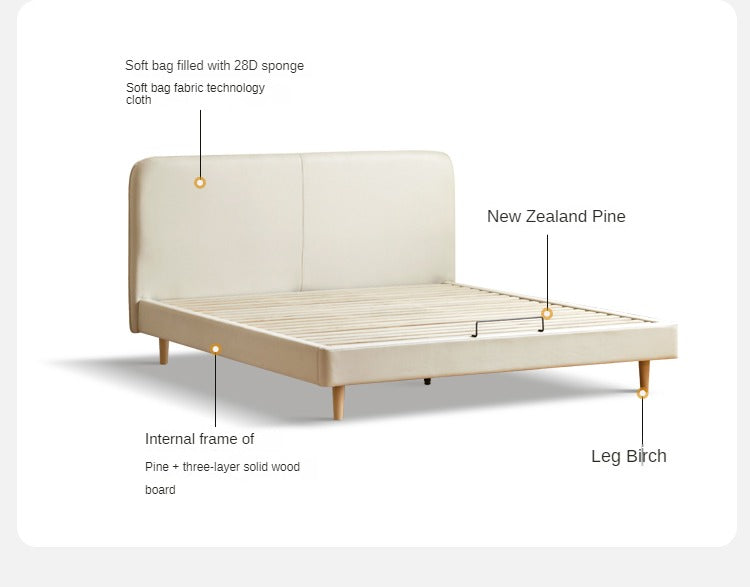 Fabric Cream Soft Minimalist Bed