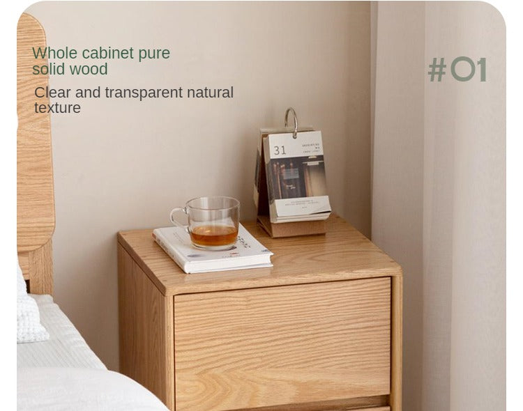 Oak Solid Wood Two Drawer Nightstand.