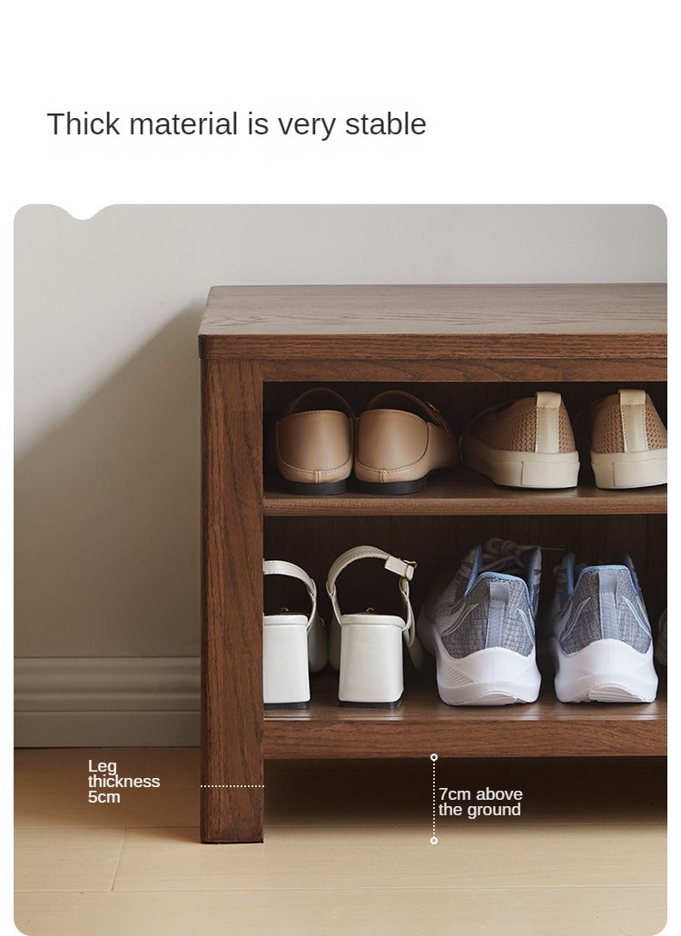 Oak Solid Wood Shoe Stool For Home Entrance