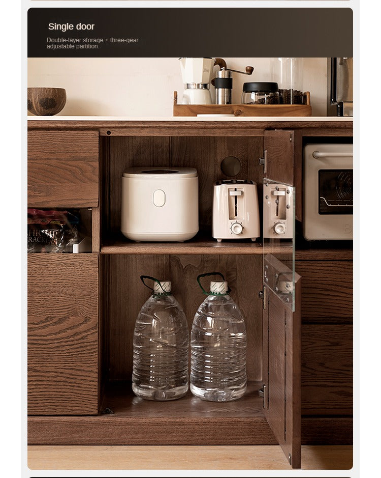 Black Walnut, Ash Solid Wood Rock Plate Storage Cabinet, Sideboard