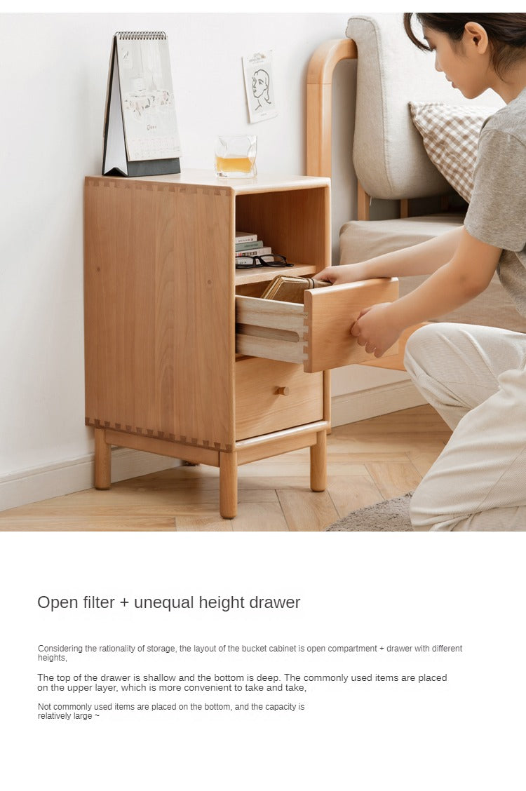 European Beech Solid Wood Storage Side Cabinet Combination