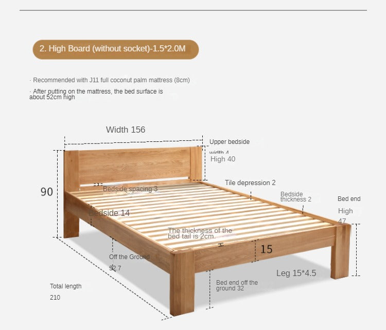 Oak, Rubberwood Solid Wood Bed - SPECIAL PRICE