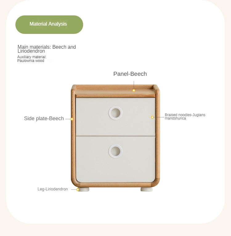 Beech Solid Wood Kids Nightstand