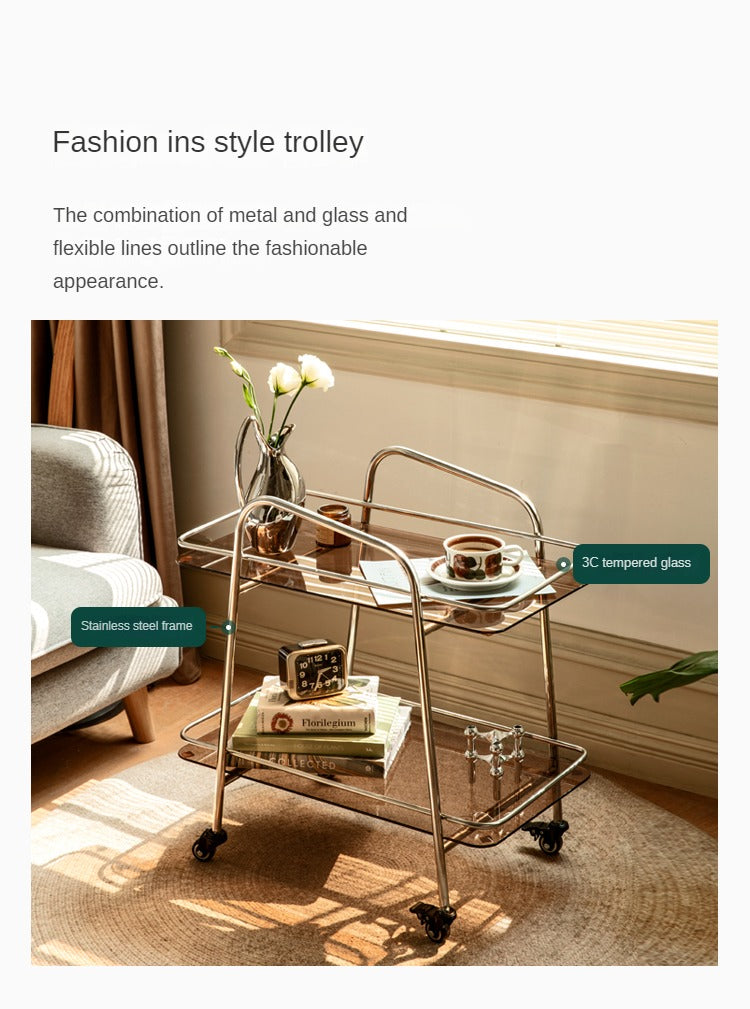 Mobile Storage Rack, Glass Dining Cart