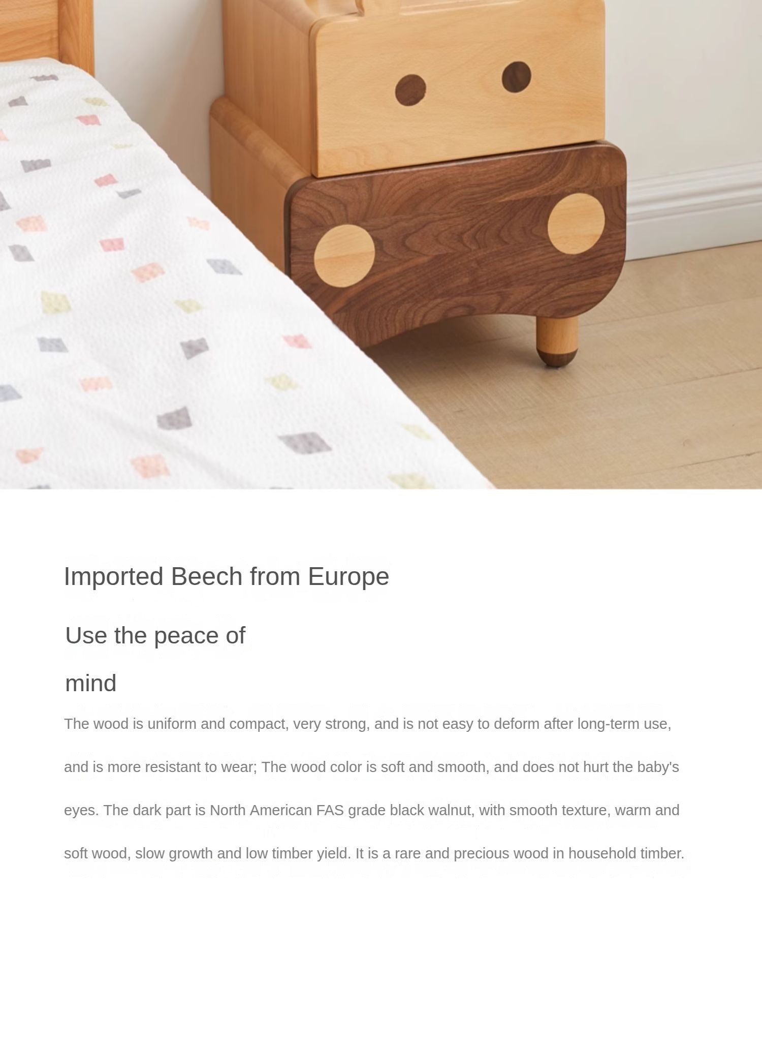 Beech Solid Wood Creative Сhildren's Nightstand