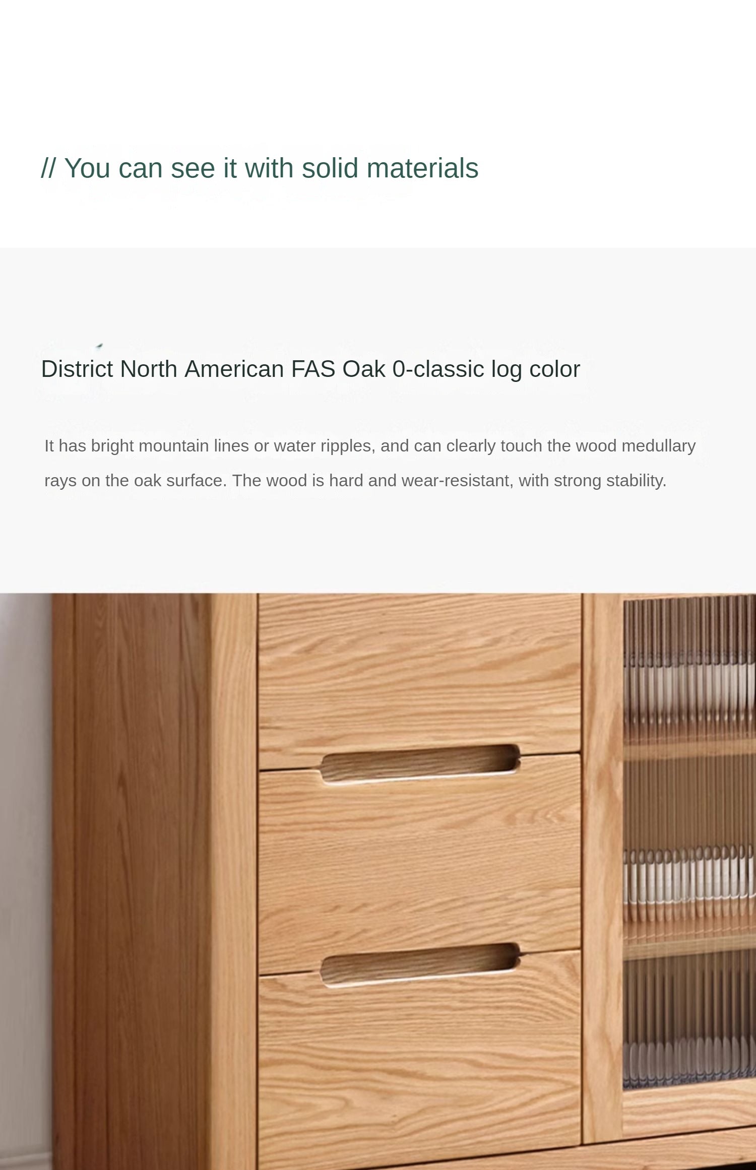 Oak Solid Wood Sideboard Storage Cabinet