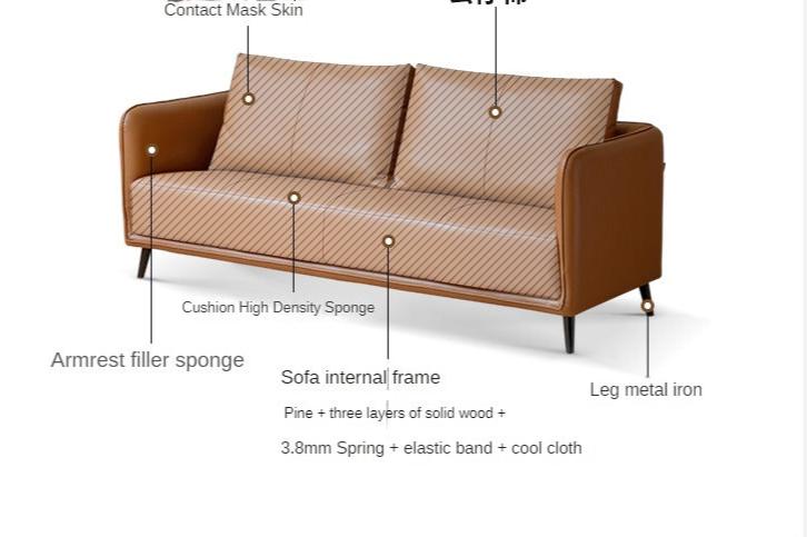 Genuine Leather Sofa, Italian Minimalist Design