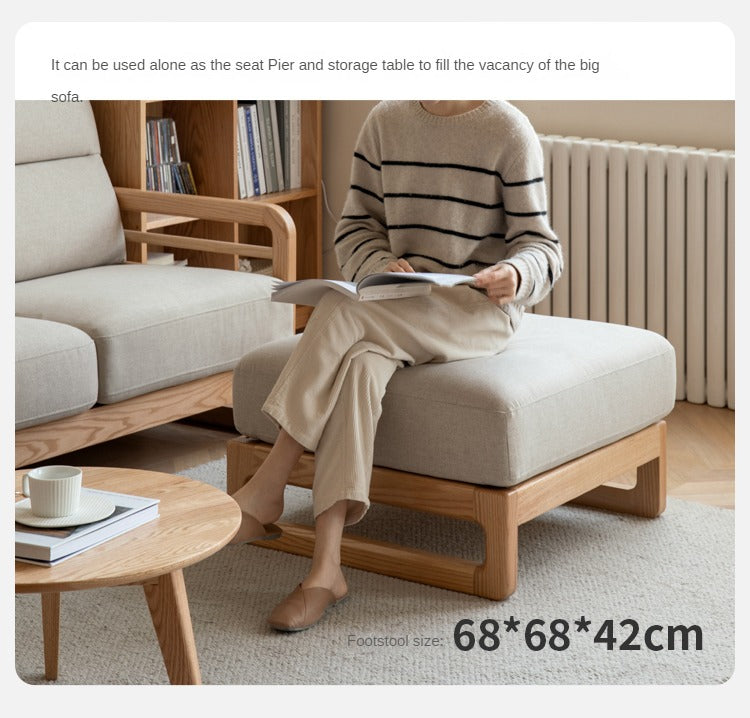 Oak Wood Fabric Sofa String-style Bbackrest.