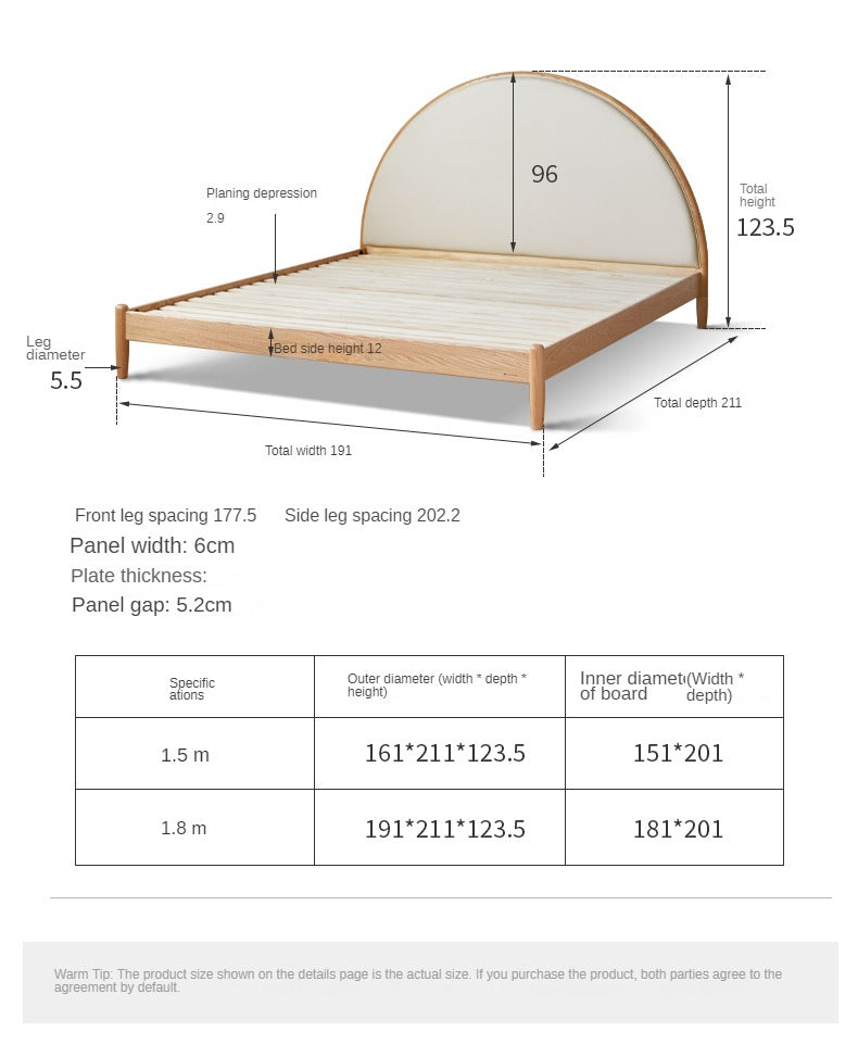 Oak Solid Wood Sunrise Bed Technology Cloth