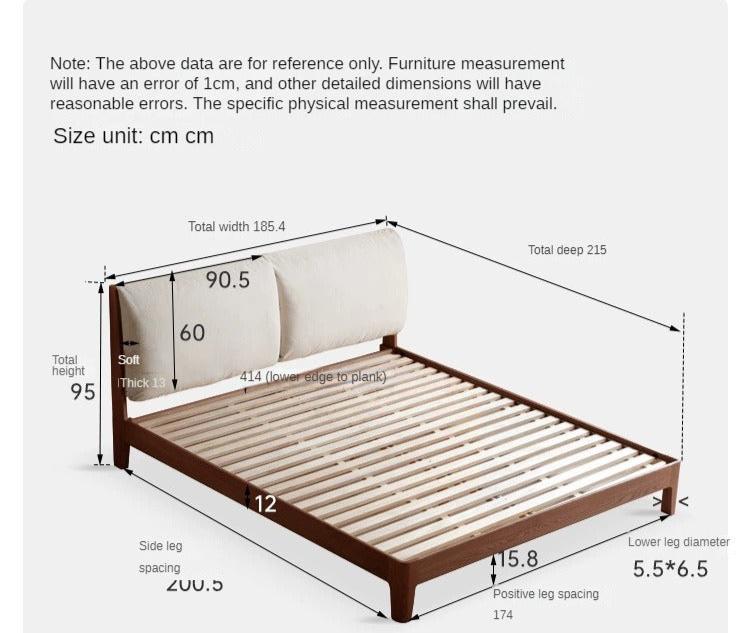 Oak Solid Wood Fabric Soft Bed