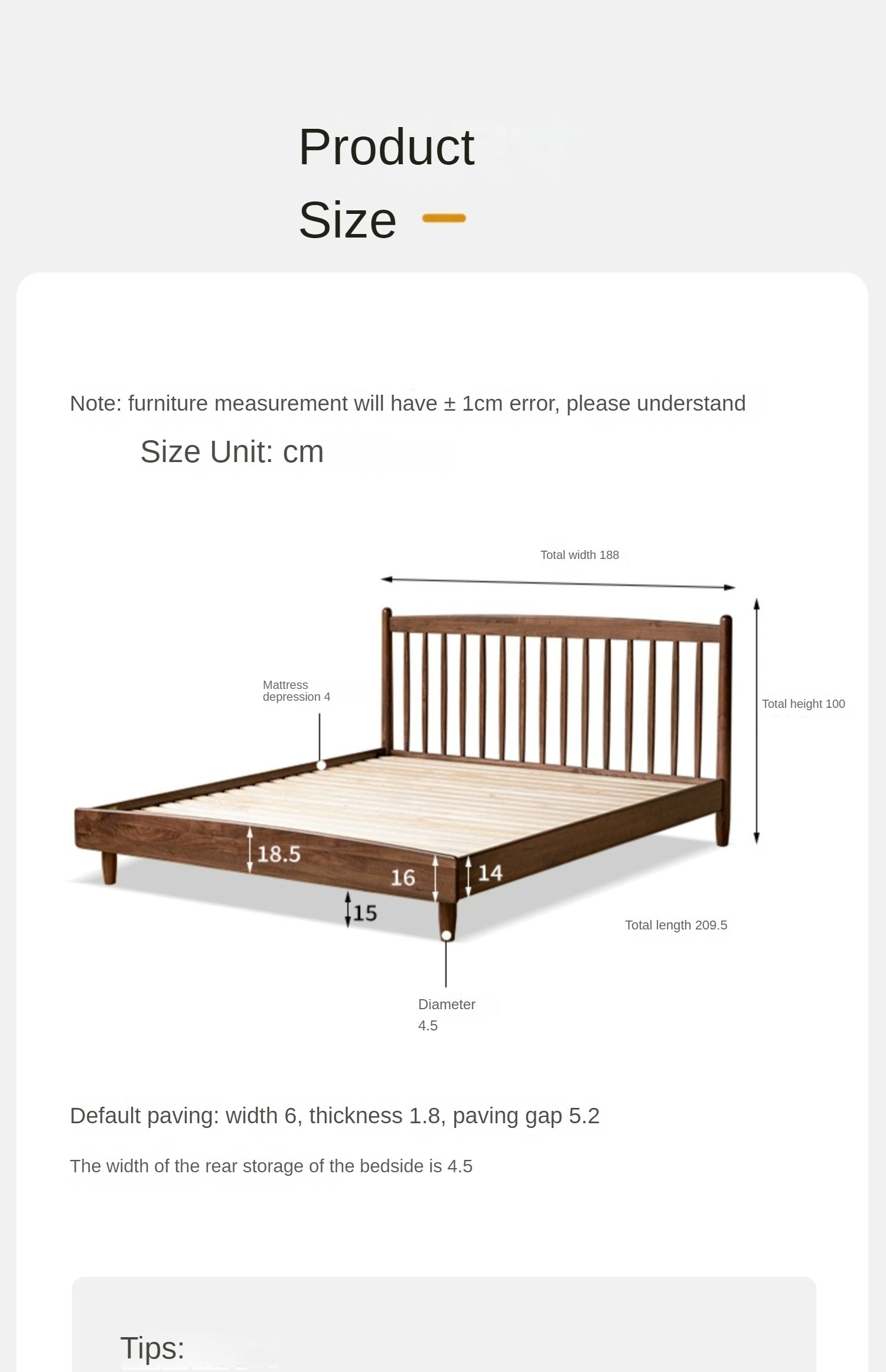 Black Walnut, Poplar Solid Wood Bed in Modern Casual Scandinavian Style