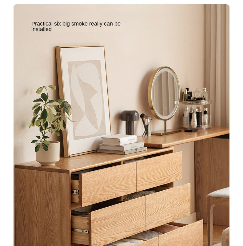 Oak, Solid Rubberwood Dressing Table L-Shaped Corner