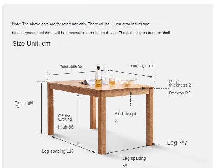 Oak Solid Wood, Solid Rubberwood Nordic Dining Table
