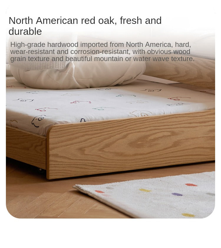Oak, Beech solid wood floor bed with pulley toddler bed<