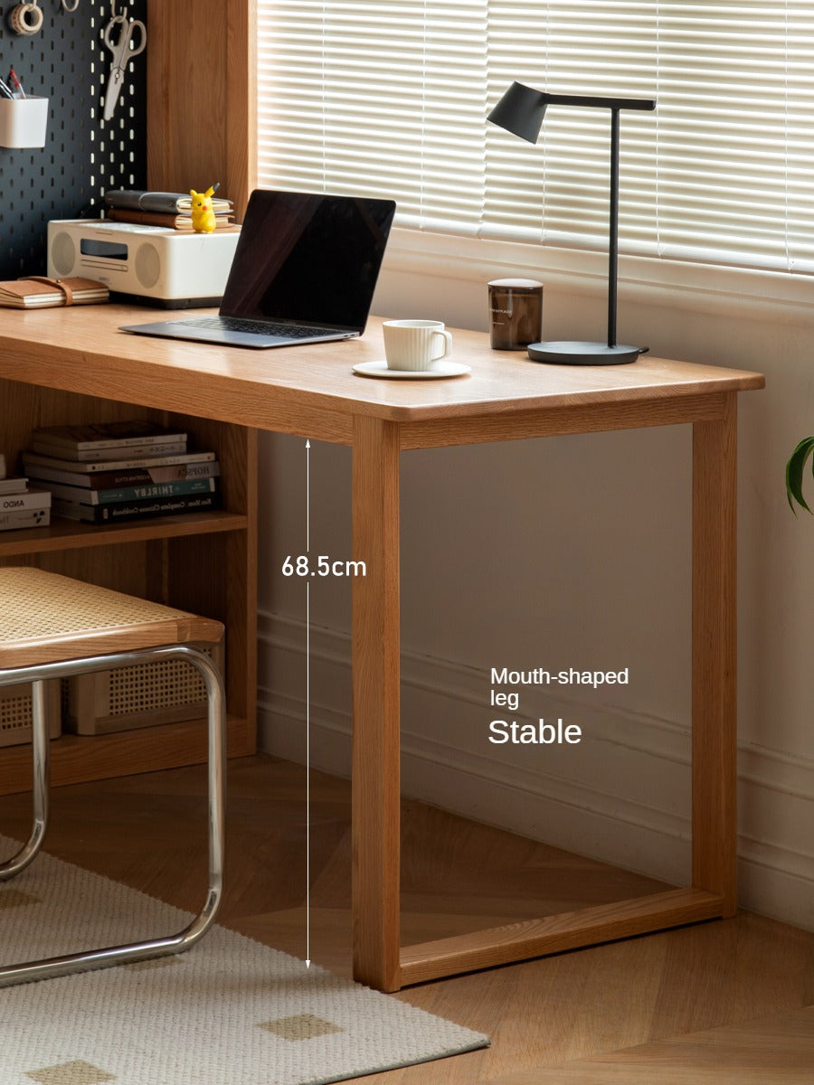 Oak Solid Wood Integrated Desk Cabinet