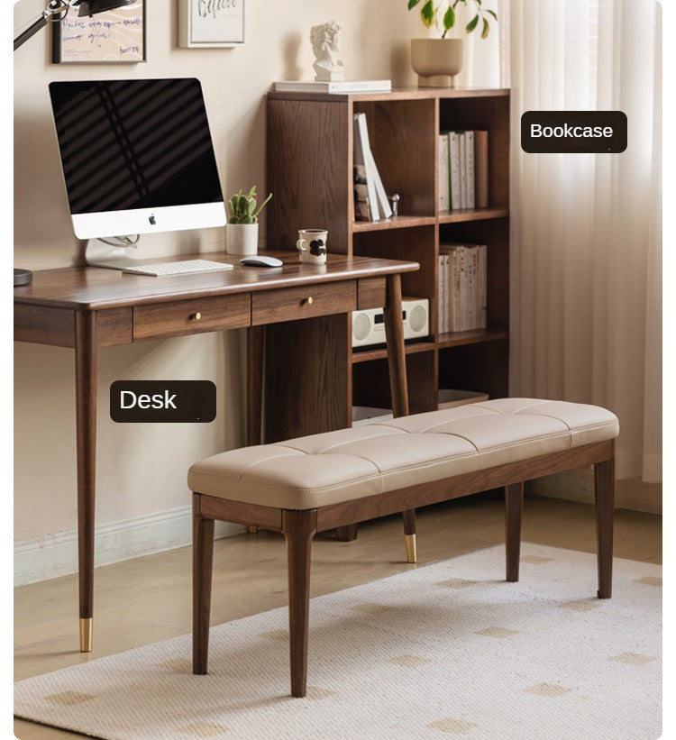 Black Walnut Solid Wood Long Bar Soft Bench