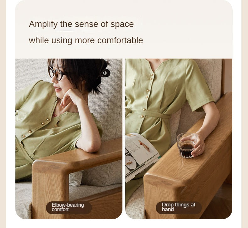 Ash solid Wood Modern Straight Sofa.