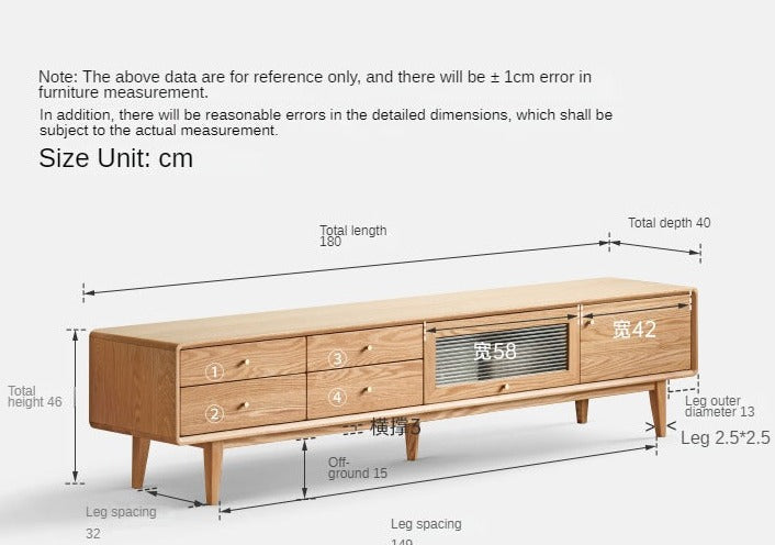 Flip door TV cabinet Oak solid wood"