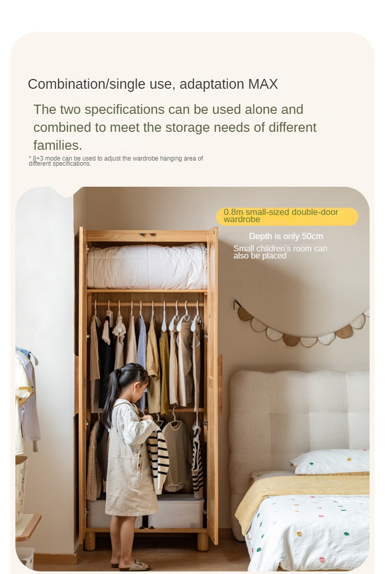 Oak Solid Wood Kid's Wardrobe