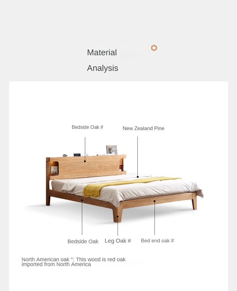 Oak Solid Wood Luminous Bed