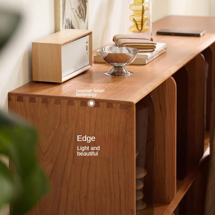 Cherry, Oak Solid Wood Bookshelf Lattice Cabinet