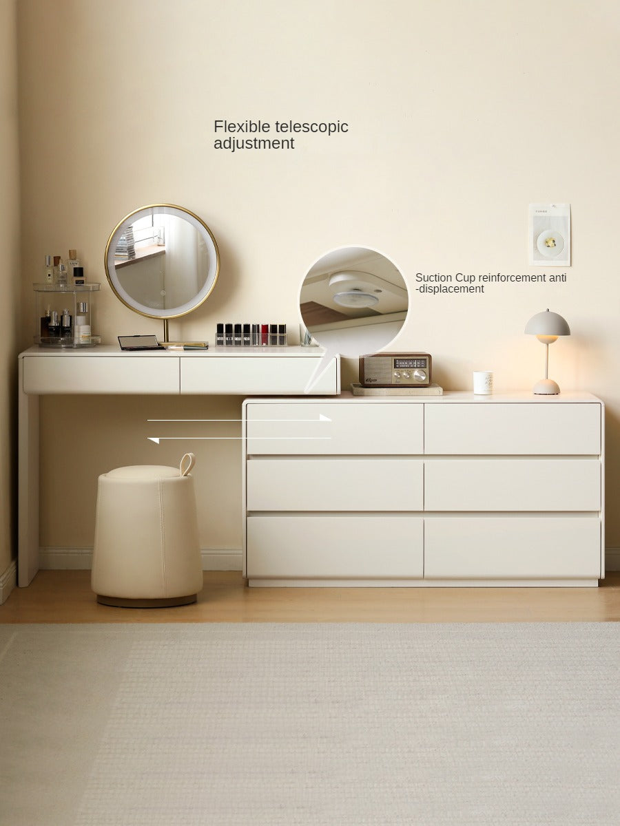 Poplar Solid Wood, Solid Rubberwood L-Shape Dressing Table