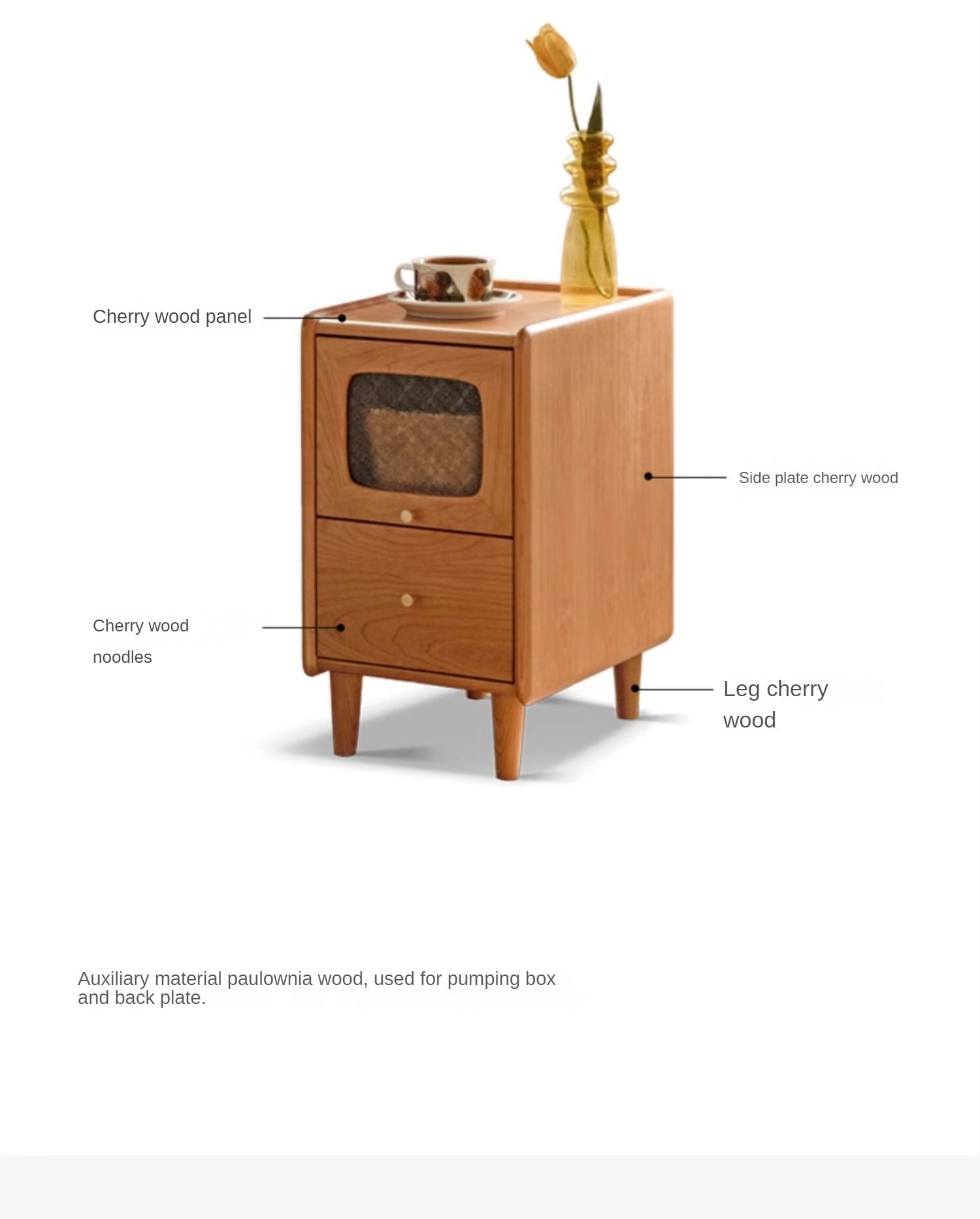 Cherry Solid Wood Nightstand.