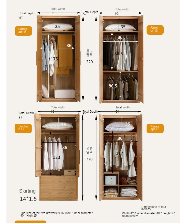Ash Solid Wood Wardrobe Modern.