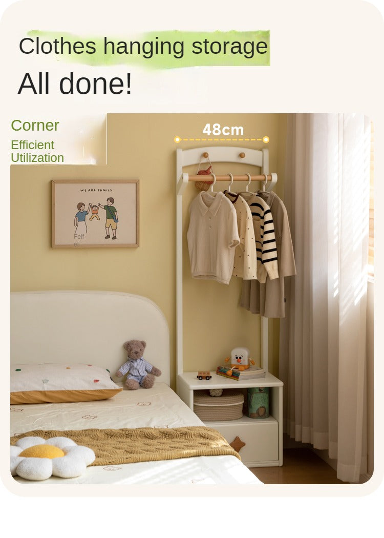 Poplar Solid Wood Clothes Hanger Nightstand-