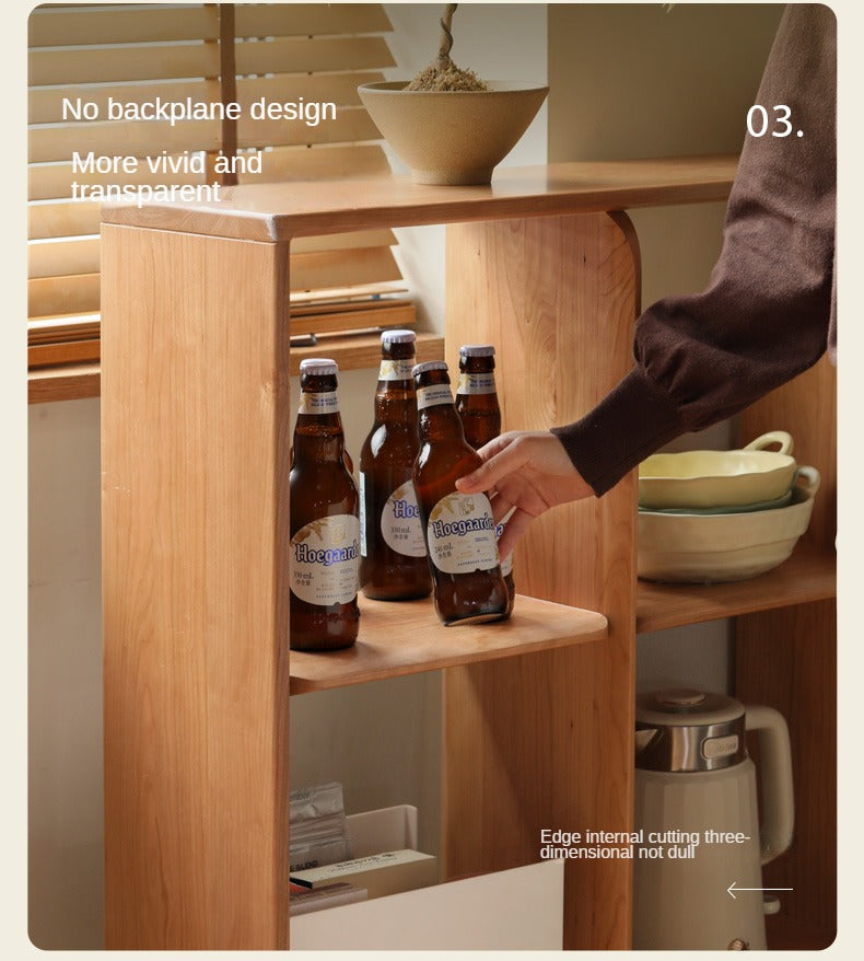 Cherry Solid Wood Bookcase Floor Display Free Lattice Combination