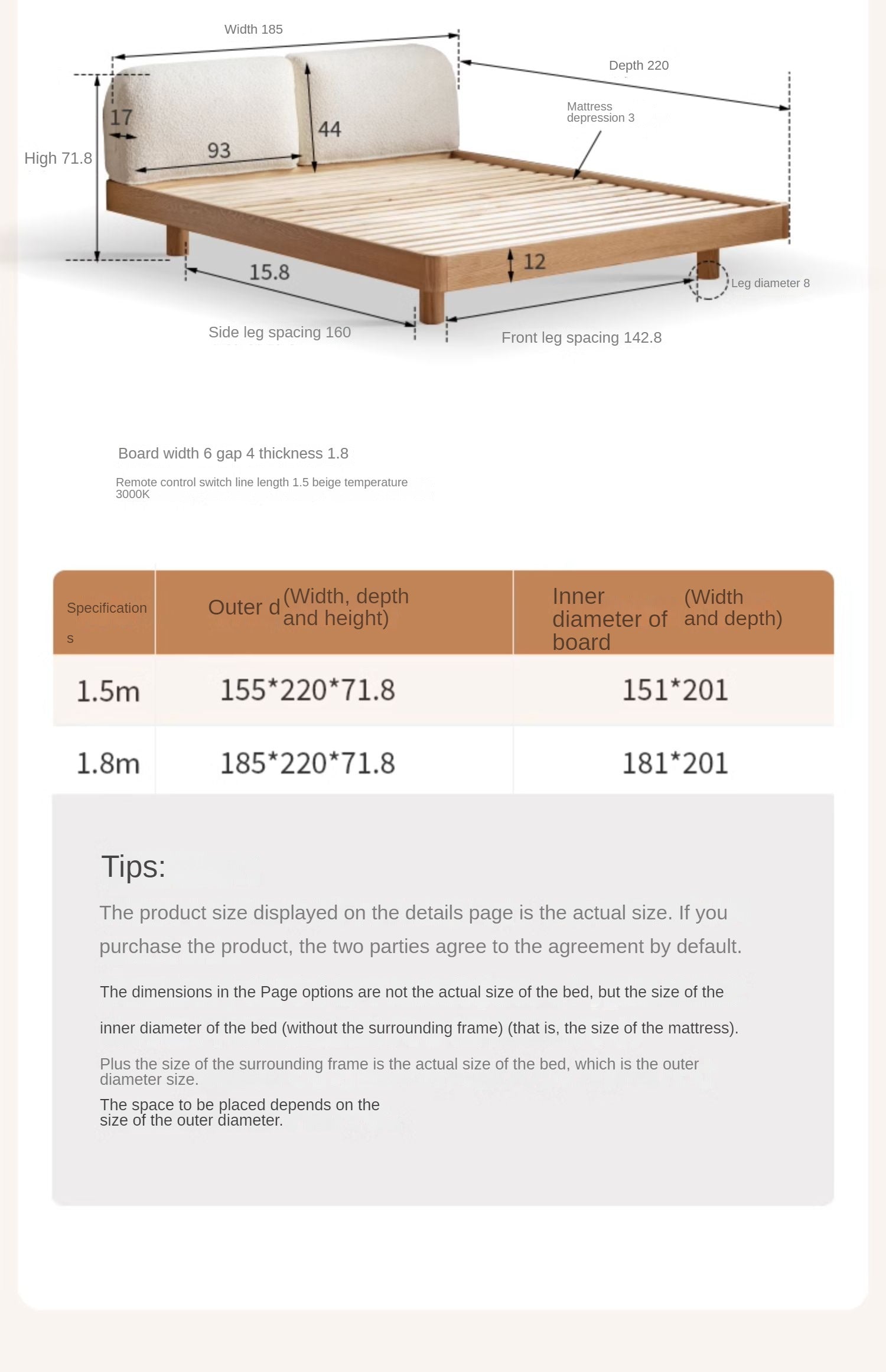 Oak Solid Wood Lamb Fleece Soft Suspension Cream Bed